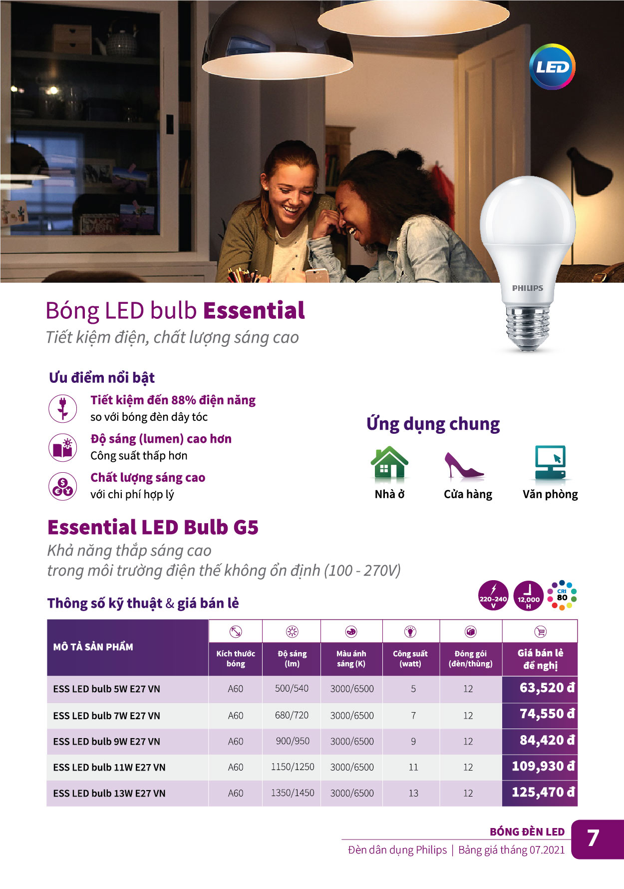 Bóng LED Bulb Essential G5 Philips